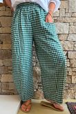 Nonni Gingham Relaxed Barrel Pant Forest